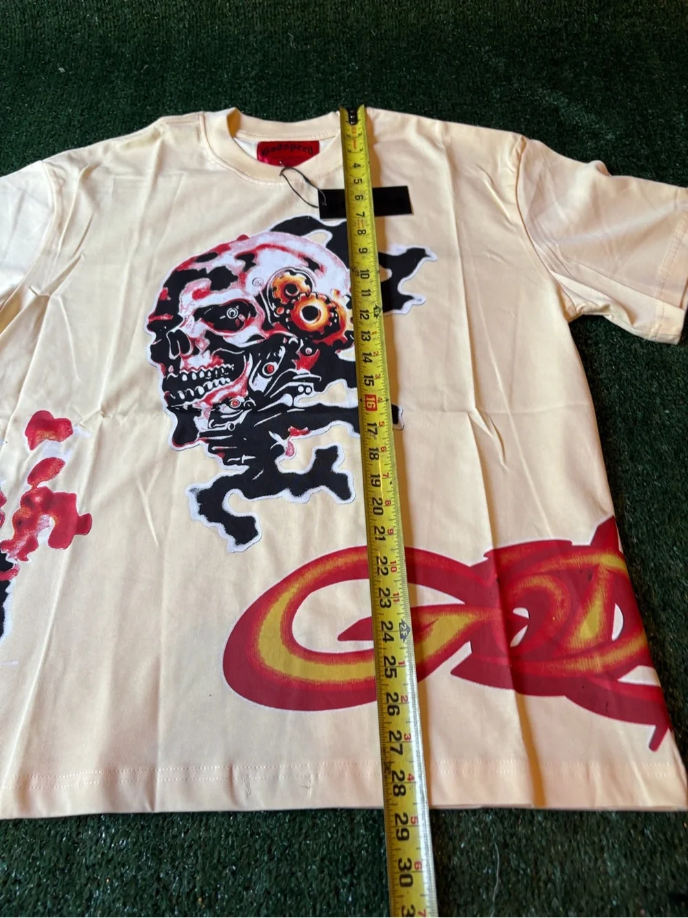 Men's Cream Graphic Skull Short-Sleeve Tee by Unbranded - Picture 5 of 6